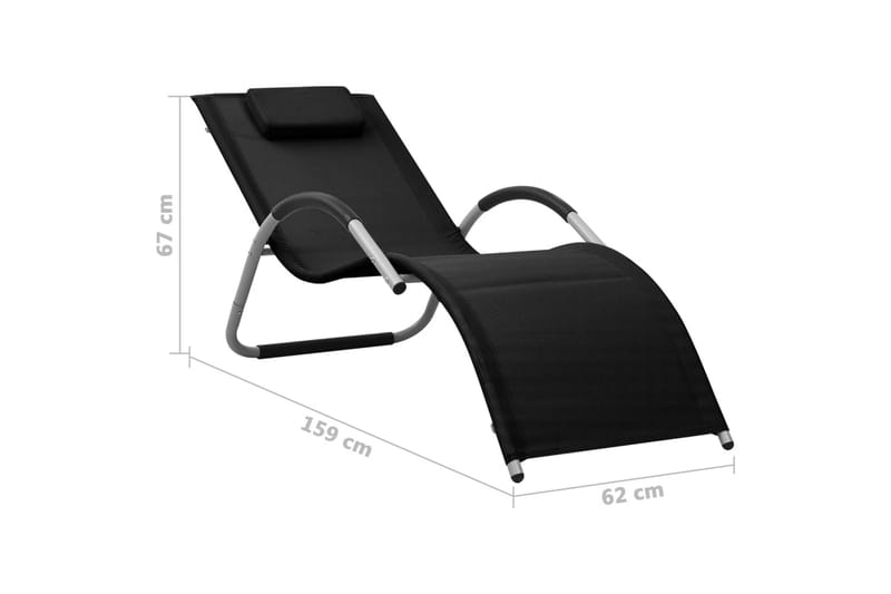 Solsäng textilen svart och grå - Svart - Utemöbler - Utestol & trädgårdsstol - Solsäng & Solvagnar
