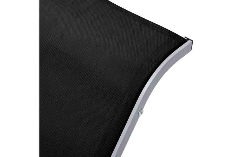 Solsängar 2 st med bord aluminium svart - Svart - Utemöbler - Utestol & trädgårdsstol - Solsäng & Solvagnar