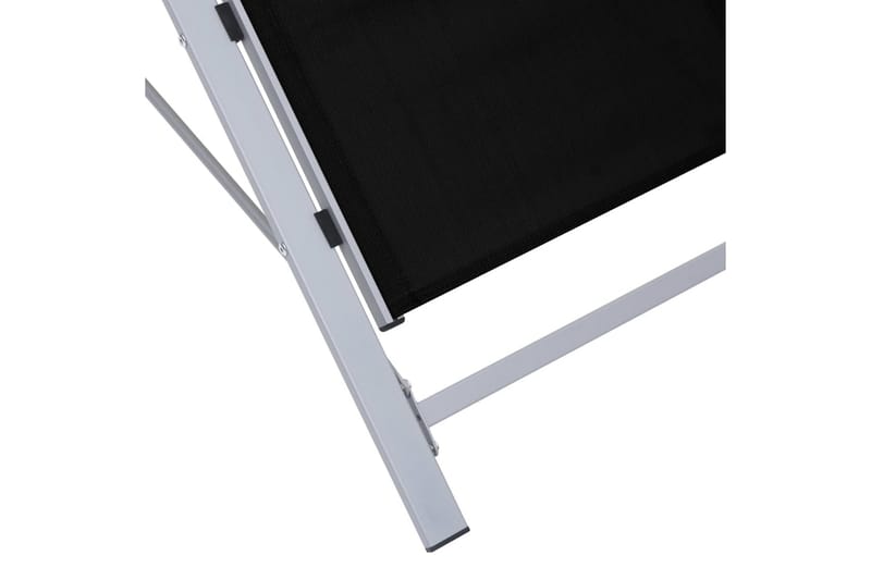 Solsängar 2 st med bord aluminium svart - Svart - Utemöbler - Utestol & trädgårdsstol - Solsäng & Solvagnar