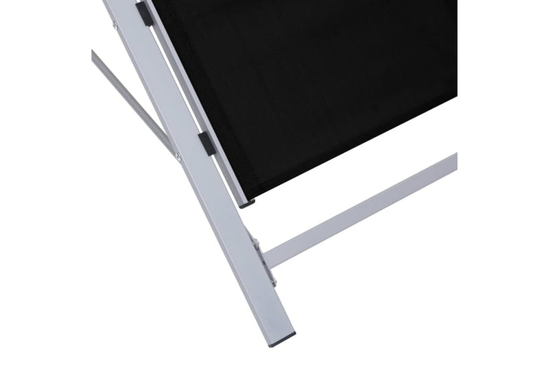 Solsängar 2 st med bord aluminium svart - Svart - Solsäng & Solvagnar
