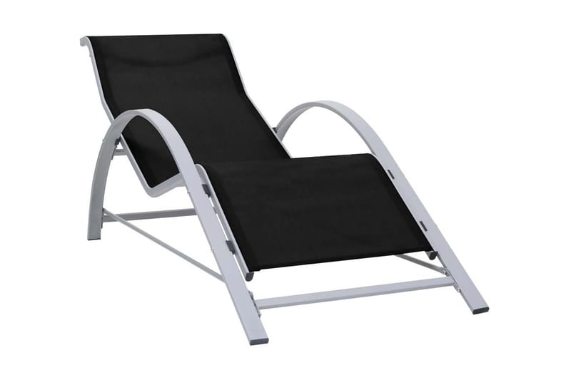 Solsängar 2 st med bord aluminium svart - Svart - Utemöbler - Utestol & trädgårdsstol - Solsäng & Solvagnar