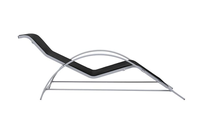 Solsängar 2 st med bord aluminium svart - Svart - Utemöbler - Utestol & trädgårdsstol - Solsäng & Solvagnar