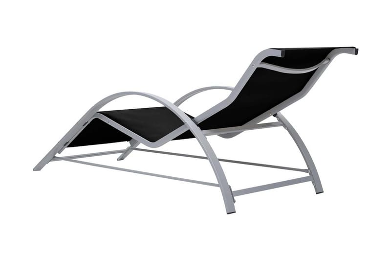Solsängar 2 st med bord aluminium svart - Svart - Utemöbler - Utestol & trädgårdsstol - Solsäng & Solvagnar