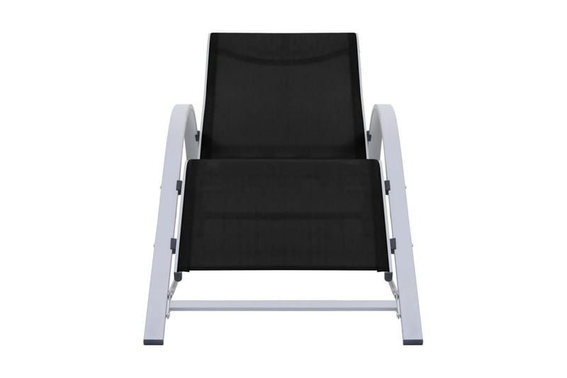 Solsängar 2 st med bord aluminium svart - Svart - Utemöbler - Utestol & trädgårdsstol - Solsäng & Solvagnar