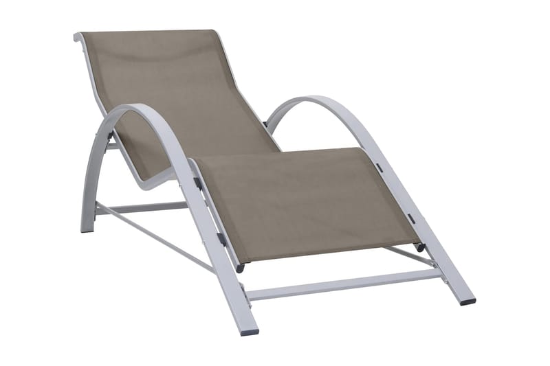 Solsängar 2 st med bord aluminium taupe - Brun - Utemöbler - Utestol & trädgårdsstol - Solsäng & Solvagnar