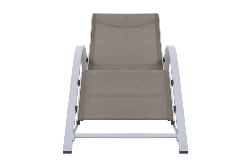 Solsängar 2 st med bord aluminium taupe - Brun - Utemöbler - Utestol & trädgårdsstol - Solsäng & Solvagnar