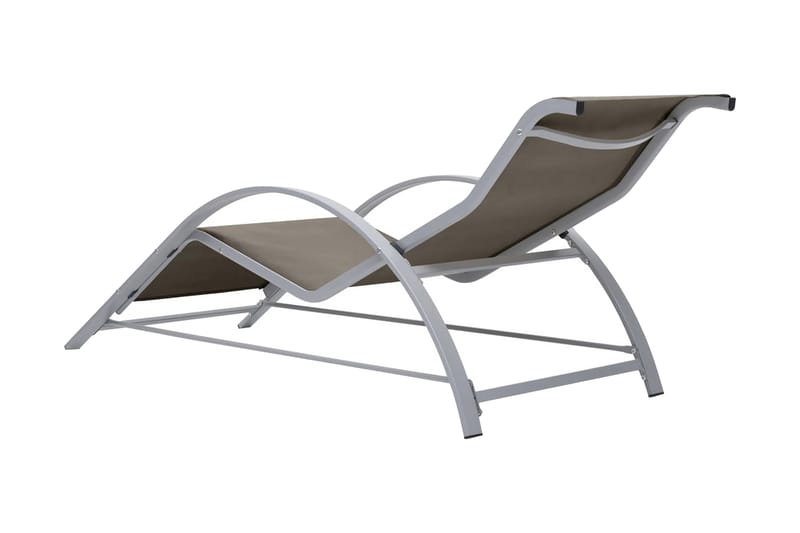 Solsängar 2 st med bord aluminium taupe - Brun - Utemöbler - Utestol & trädgårdsstol - Solsäng & Solvagnar