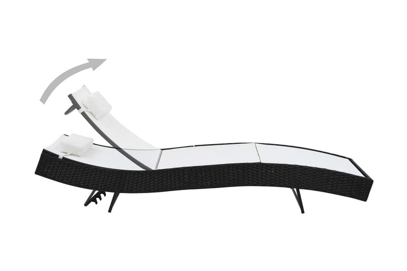Solsängar 2 st med bord konstrotting och textilene svart - Flerfärgad - Utemöbler - Utestol & trädgårdsstol - Solsäng & Solvagnar