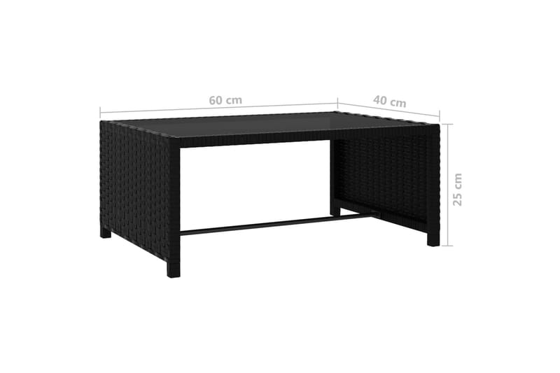 Solsängar 2 st med bord konstrotting svart - Svart - Utemöbler - Utestol & trädgårdsstol - Solsäng & Solvagnar