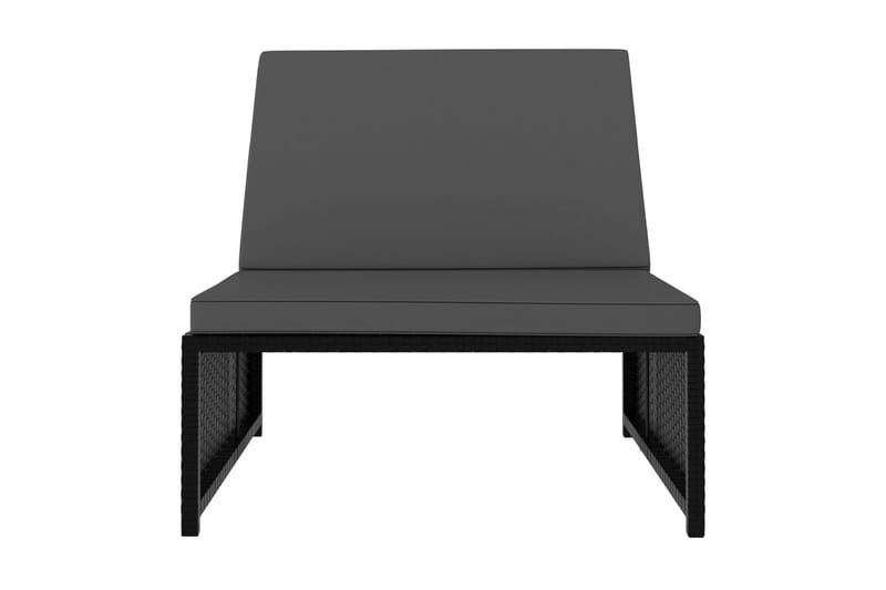 Solsängar 2 st med bord konstrotting svart - Svart - Utemöbler - Utestol & trädgårdsstol - Solsäng & Solvagnar