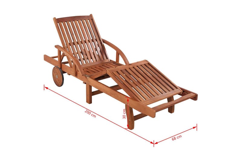 Solsängar 2 st med bord massivt akaciaträ - Brun - Utemöbler - Utestol & trädgårdsstol - Solsäng & Solvagnar