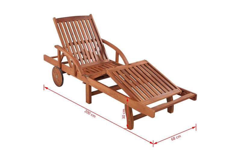 Solsängar 2 st med bord massivt akaciaträ - Brun - Solsäng & Solvagnar