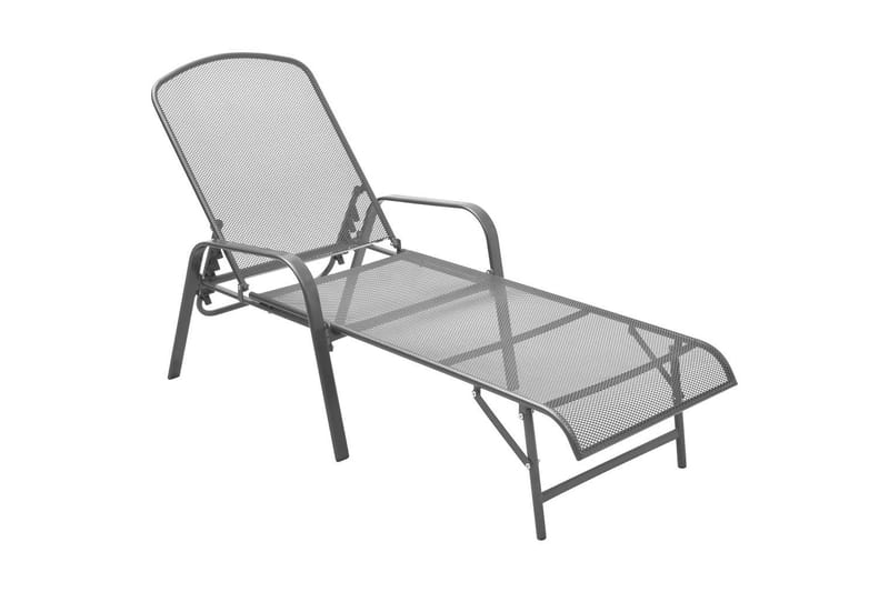 Solsängar 2 st med bord stål antracit - Grå - Utemöbler - Utestol & trädgårdsstol - Solsäng & Solvagnar