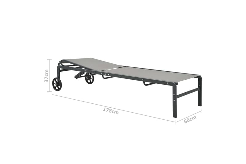 Solsängar 2 st med bord textilene och stål - Grå - Utemöbler - Utestol & trädgårdsstol - Solsäng & Solvagnar