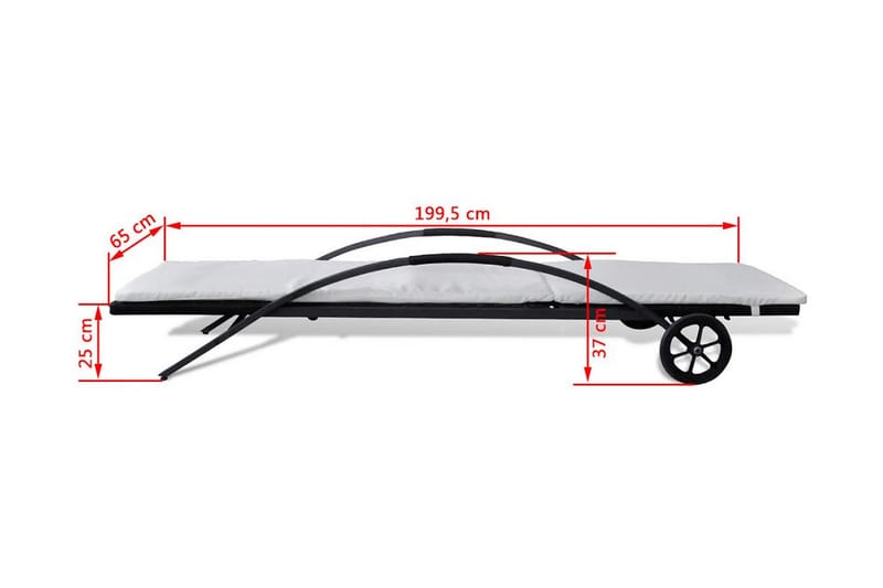 Solsängar med bord konstrotting svart - Svart - Solsäng & Solvagnar