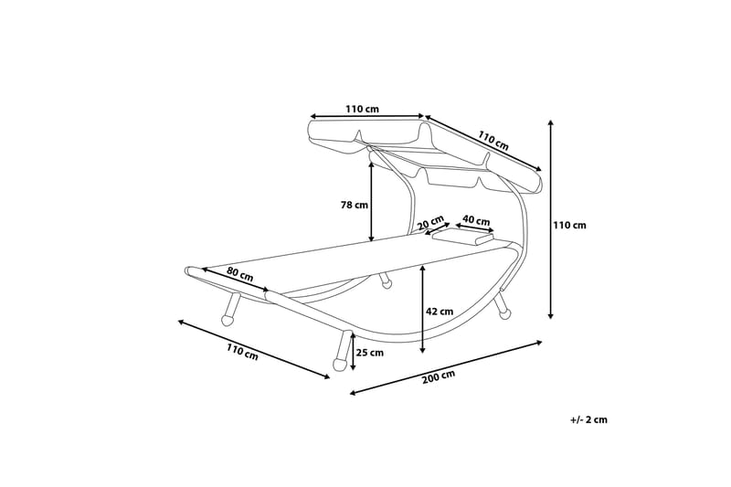 Terno Solsäng 110x200 cm - Grå - Utemöbler - Utestol & trädgårdsstol - Solsäng & Solvagnar