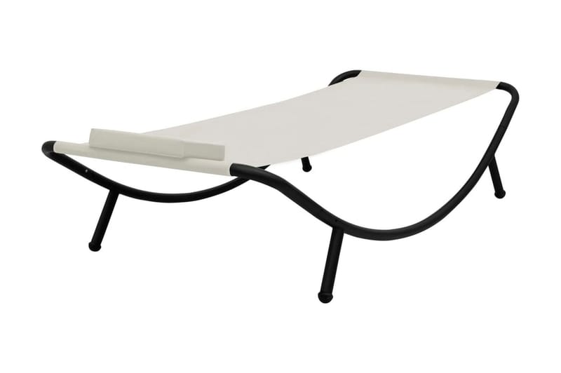 Trädgårdssäng gräddvit 200x90 cm stål - Vit - Utemöbler - Utestol & trädgårdsstol - Solsäng & Solvagnar