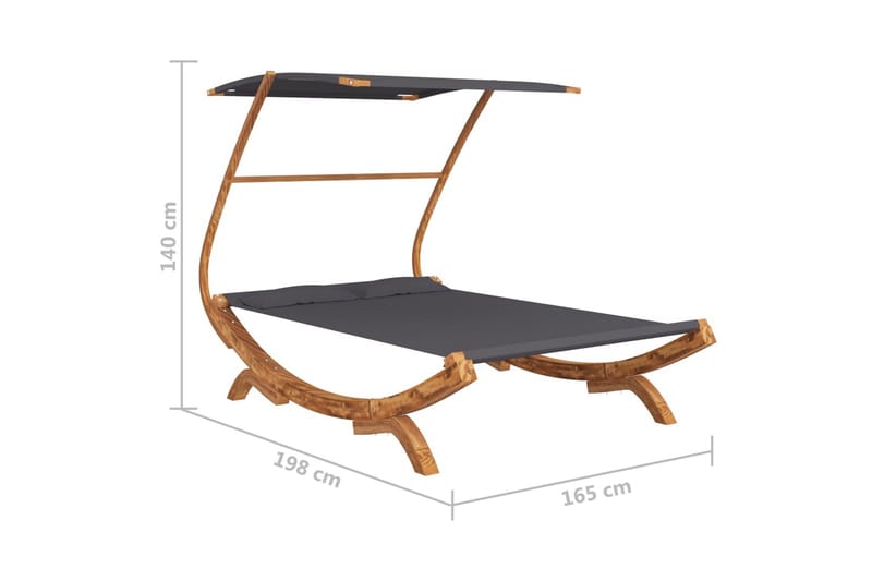 Trädgårdssäng med tak 165x198x140 cm massivt böjträ antracit - Antracit - Solsäng & Solvagnar