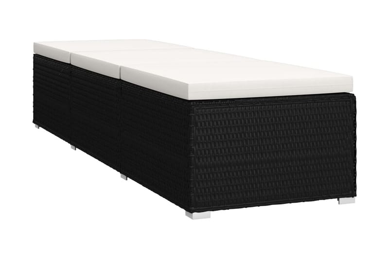 vidaXL Solsäng med dyna & bord konstrotting gräddvit - Svart - Utemöbler - Utestol & trädgårdsstol - Solsäng & Solvagnar