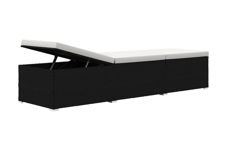 vidaXL Solsäng med dyna & bord konstrotting gräddvit - Svart - Utemöbler - Utestol & trädgårdsstol - Solsäng & Solvagnar