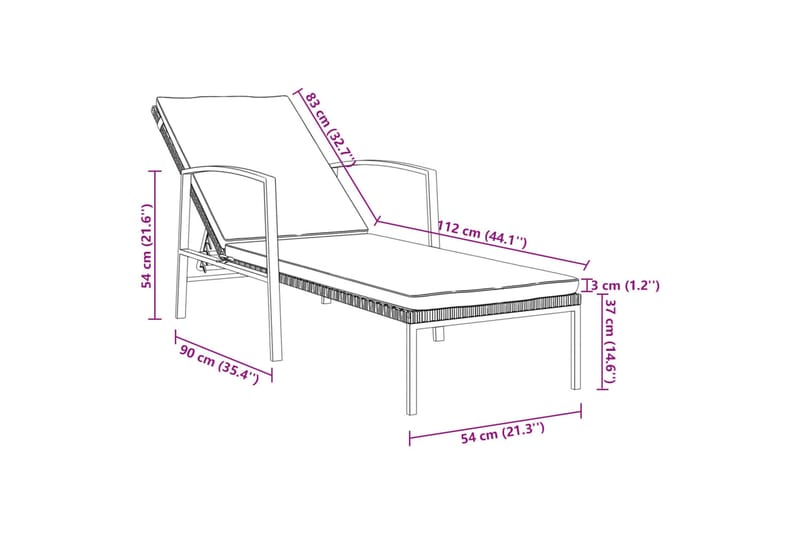 Solsängar 2 st med bord konstrotting brun - Brun - Solsäng & Solvagnar