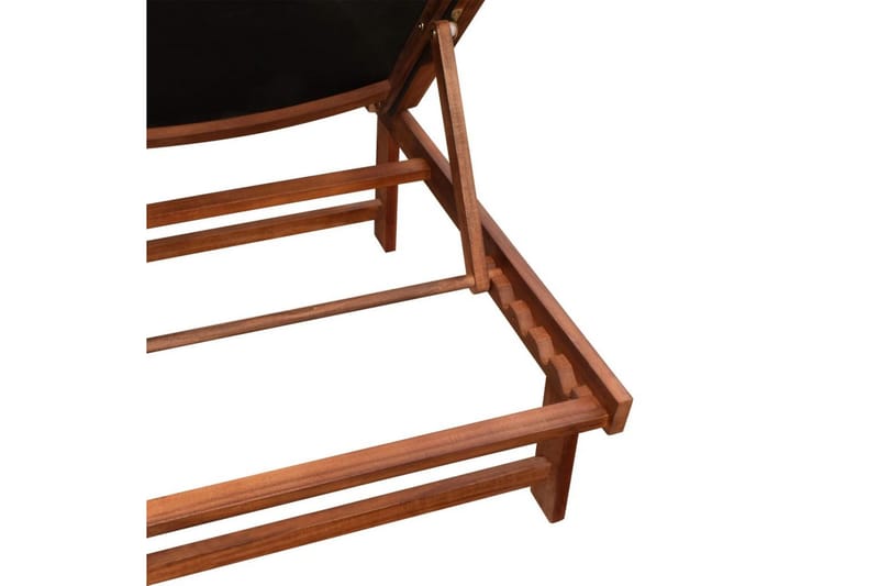 Solsängar 2 st med bord massivt akaciaträ och textilene - Brun - Solsäng & Solvagnar
