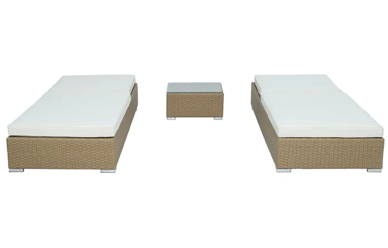 Solsängar 2 st med bord - Natur rotting - Natur - Utemöbler - Utestol & trädgårdsstol - Solsäng & Solvagnar