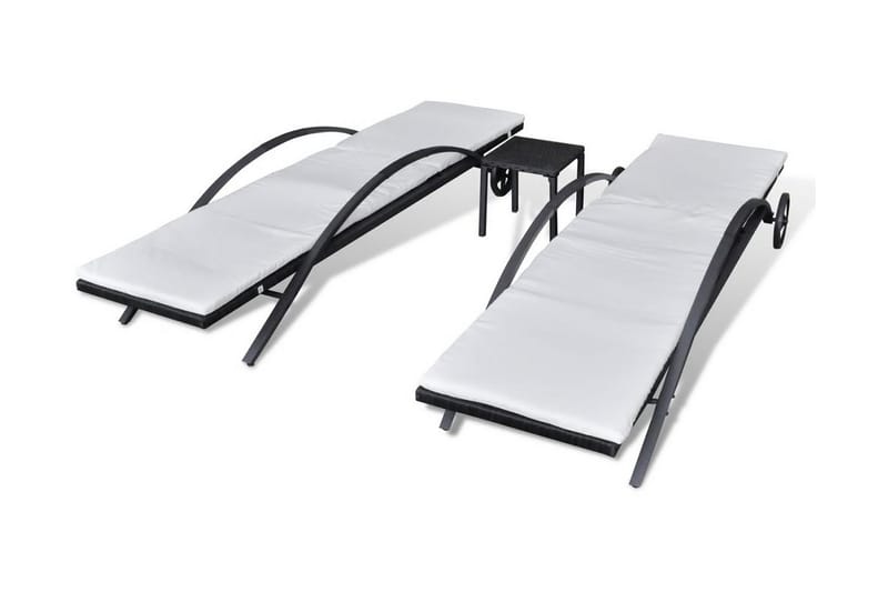 Solsängar med bord konstrotting svart - Svart - Solsäng & Solvagnar