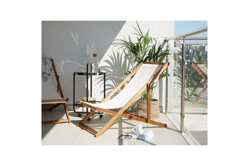 Solstol 2 ersättningstyger Anzio - Ljus trä, vit, flerfärgad - Utemöbler - Utestol & trädgårdsstol - Solstolar