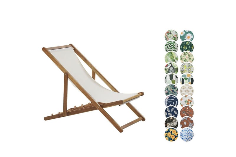 Solstol 2 ersättningstyger Anzio - Ljus trä, vit, flerfärgad - Utemöbler - Utestol & trädgårdsstol - Solstolar