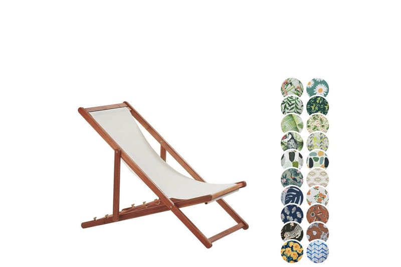 Solstol 2 ersättningstyger Anzio - Vit, mörkt trä, flerfärgad - Utemöbler - Utestol & trädgårdsstol - Solstolar