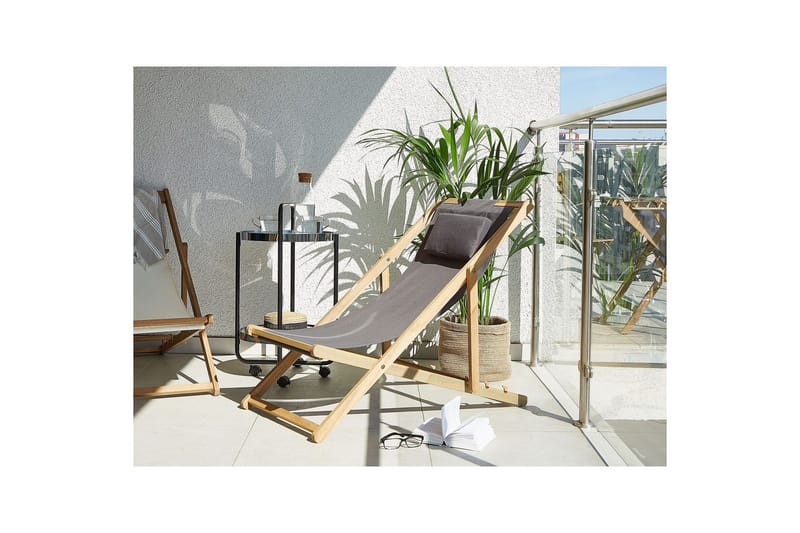 Solstol 2 ersättningstyger Avellino - Grå, ljust trä, flerfärgad - Utemöbler - Utestol & trädgårdsstol - Solstolar