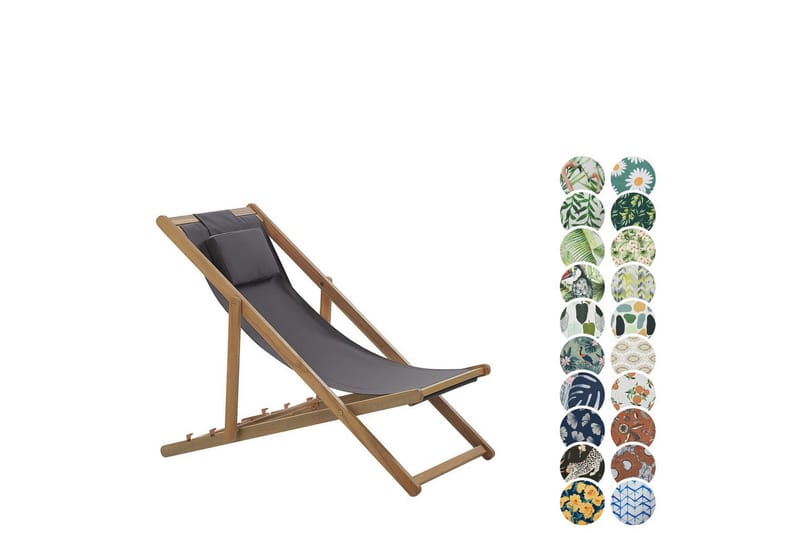 Solstol 2 ersättningstyger Avellino - Grå, ljust trä, flerfärgad - Utemöbler - Utestol & trädgårdsstol - Solstolar