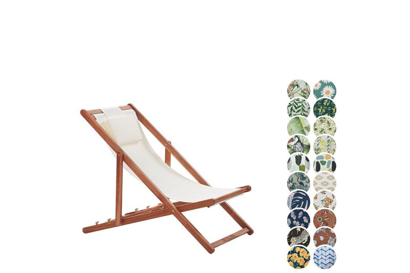 Solstol 2 ersättningstyger Avellino - Vit, mörkt trä, flerfärgad - Utemöbler - Utestol & trädgårdsstol - Solstolar