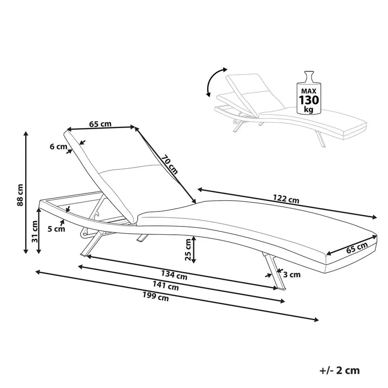 Solstol Amelia - Beige, svart - Utemöbler - Utestol & trädgårdsstol - Solstolar