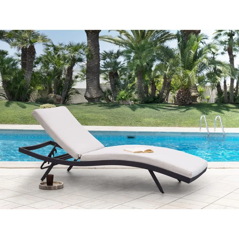 Solstol Amelia - Beige, svart - Utemöbler - Utestol & trädgårdsstol - Solstolar