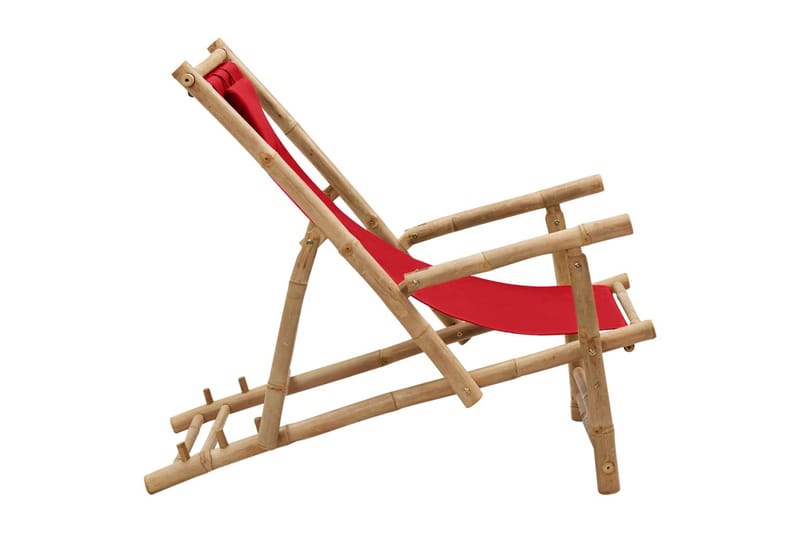 Solstol bambu och kanvas röd - Röd - Solstolar