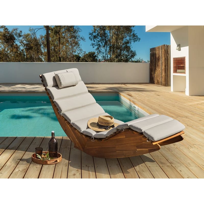 Solstol Brescia Premium - Ljus trä, taupe - Utemöbler - Utestol & trädgårdsstol - Solstolar