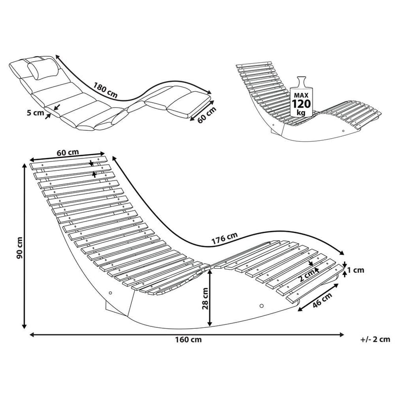 Solstol Brescia Premium - Ljus trä, röd - Utemöbler - Utestol & trädgårdsstol - Solstolar