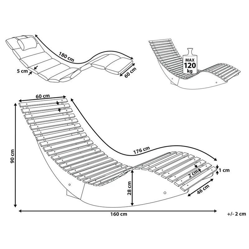 Solstol Brescia Premium - Ljus trä, Ljusgrå - Utemöbler - Utestol & trädgårdsstol - Solstolar