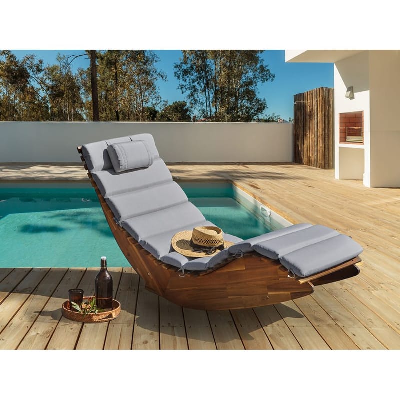 Solstol Brescia Premium - Ljus trä, grå - Utemöbler - Utestol & trädgårdsstol - Solstolar