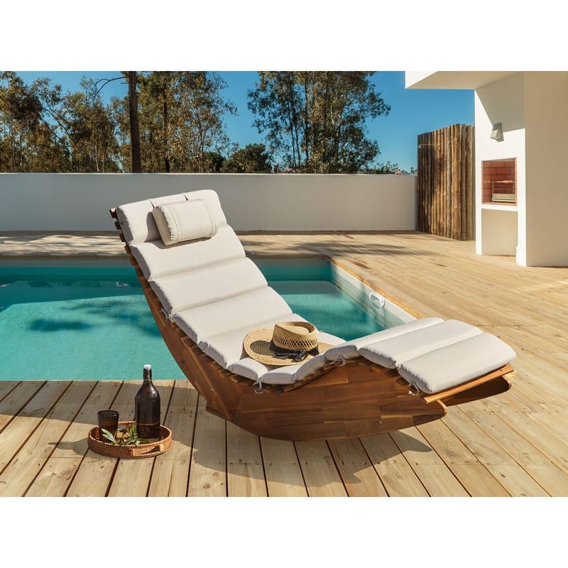 Solstol Brescia Premium - Ljus trä, Ljusbeige - Utemöbler - Utestol & trädgårdsstol - Solstolar