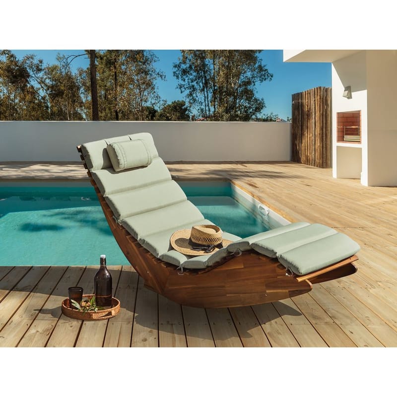 Solstol Brescia Premium - Ljus trä, grönt - Utemöbler - Utestol & trädgårdsstol - Solstolar