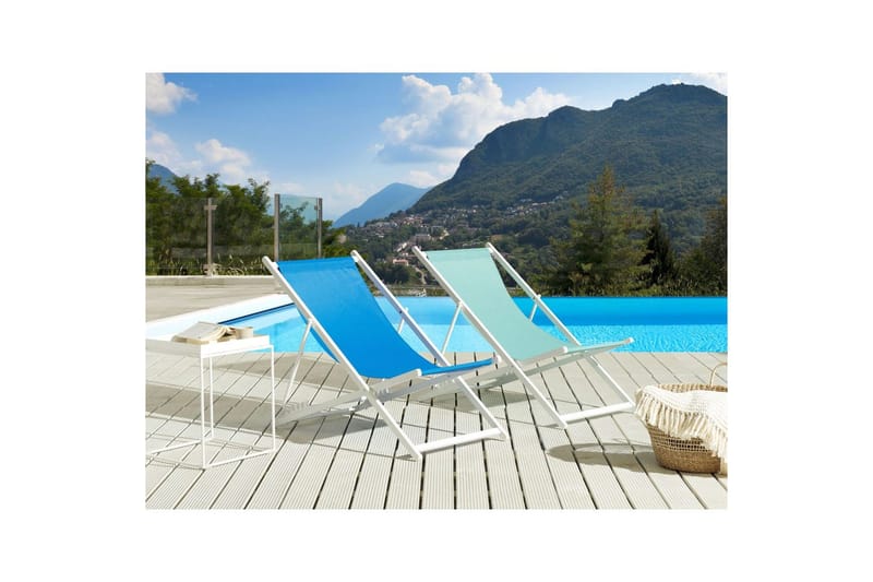 Solstol Locri Ii - Blå, Vit - Utemöbler - Utestol & trädgårdsstol - Solstolar