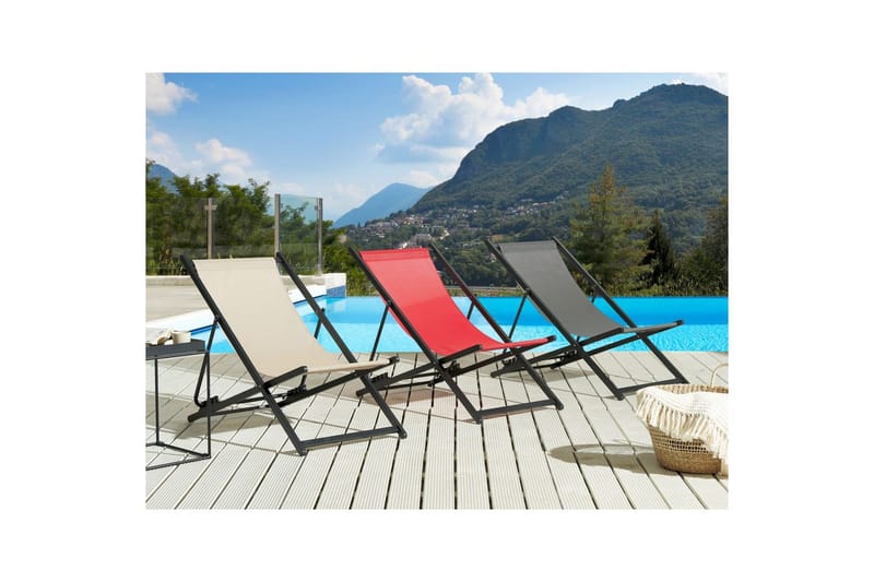 Solstol Locri Ii - Röd, Svart - Utemöbler - Utestol & trädgårdsstol - Solstolar