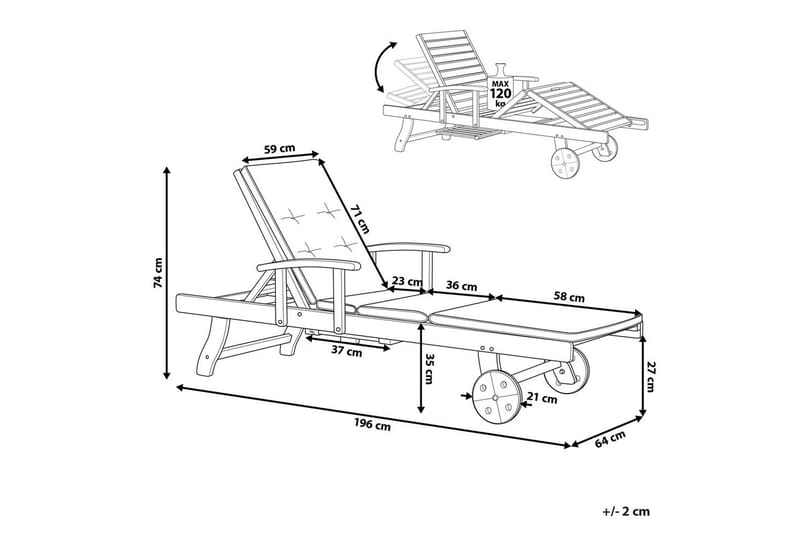 Solstol med dyna Amantea - Utemöbler - Utestol & trädgårdsstol - Solsäng & Solvagnar