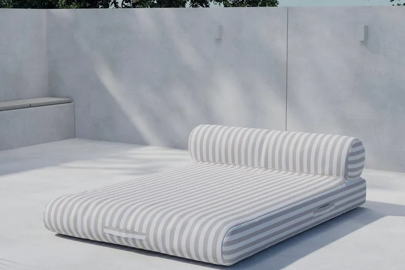 Solstol Redang Utomhus, Beige och vita ränder