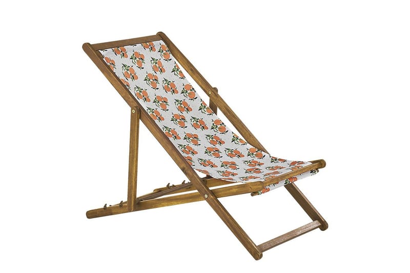 Solstol set om 2 Anzio - ljust trä/off-white apelsinmönster - Utemöbler - Utestol & trädgårdsstol - Solstolar