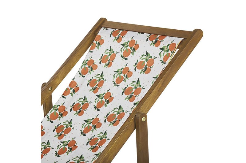 Solstol set om 2 Anzio - ljust trä/off-white apelsinmönster - Utemöbler - Utestol & trädgårdsstol - Solstolar
