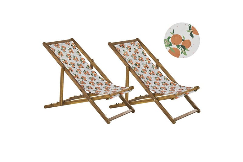 Solstol set om 2 Anzio, ljust trä/off-white apelsinmönster